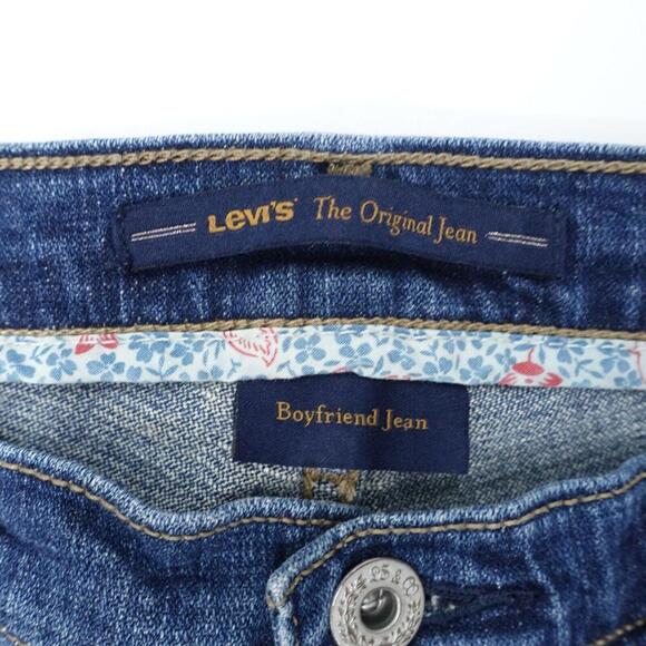 Levi's Boyfriend Jeans Women's 6P Medium Blue Denim Cotton Straight Leg Zip Fly - Picture 5 of 10